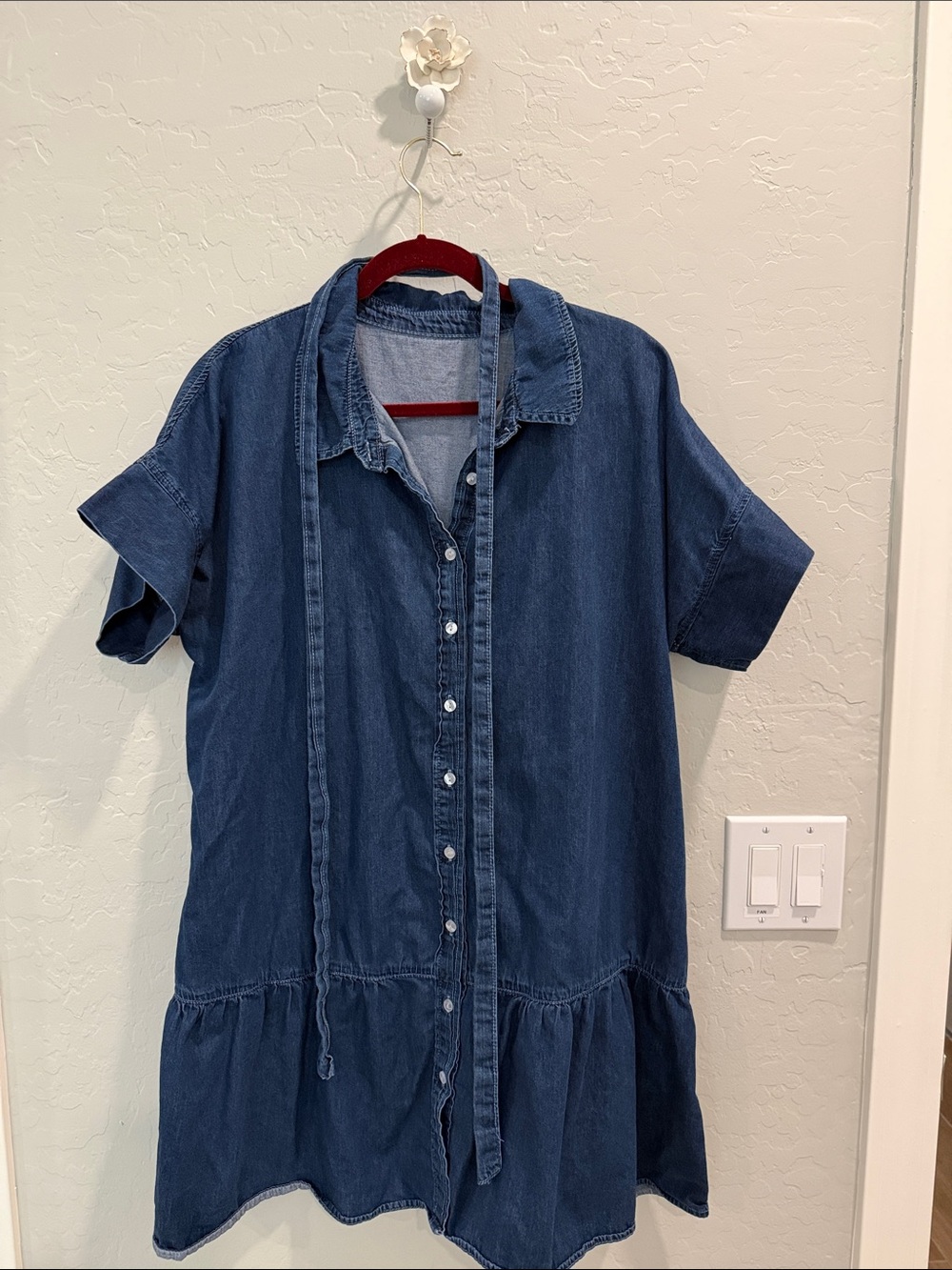 SHEIN Blue Denim Button-Front Mini Dress